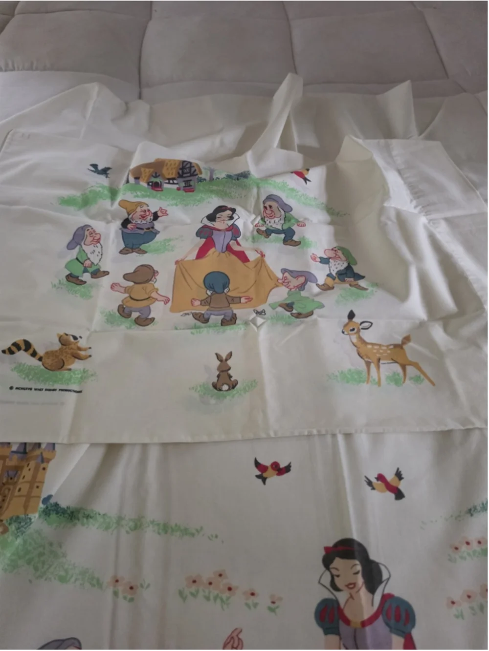1967 Walt Disney Snow White & Dwarfs Twin Sheet Set Wamsutta Ultracale Complete